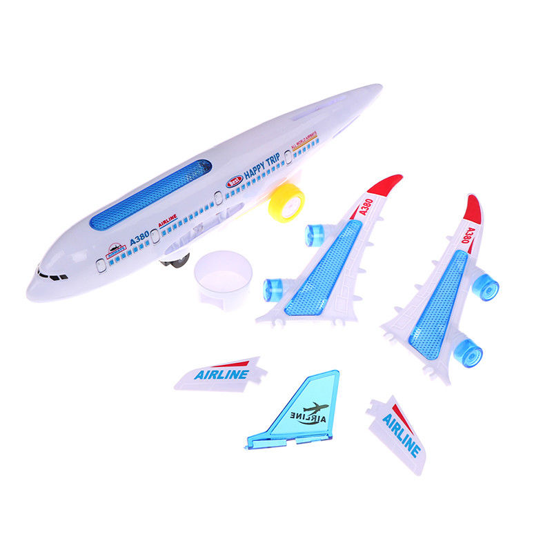 DIY Assembly Airbus Aircraft Autopilot Flash Sound Musical Lighting Toys Electric Airplane Toy For Children Kids