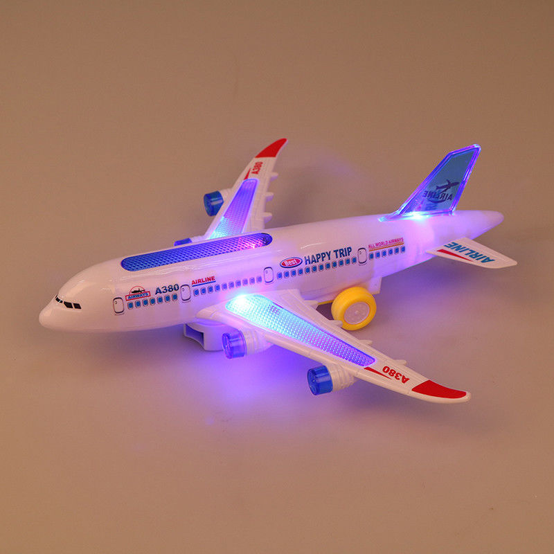 DIY Assembly Airbus Aircraft Autopilot Flash Sound Musical Lighting Toys Electric Airplane Toy For Children Kids