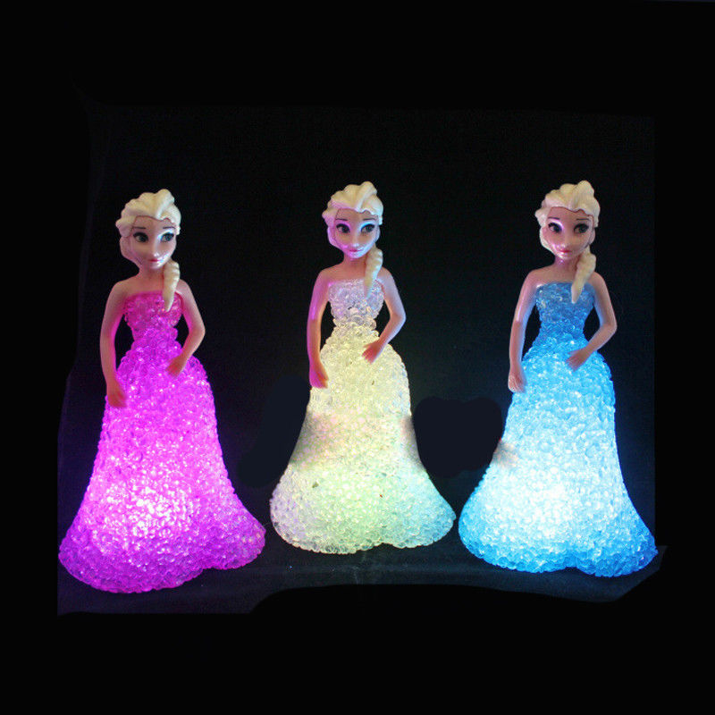 Mini Custom Elsa Anna Sofia LED Colorful Lights Gradient Crystal Night Lamp Princess