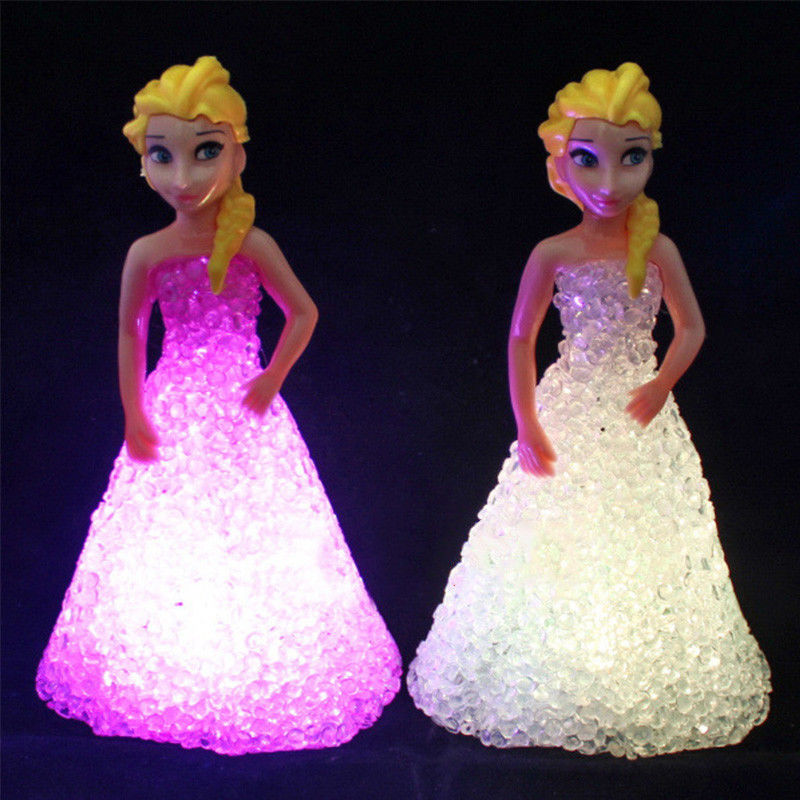 Mini Custom Elsa Anna Sofia LED Colorful Lights Gradient Crystal Night Lamp Princess
