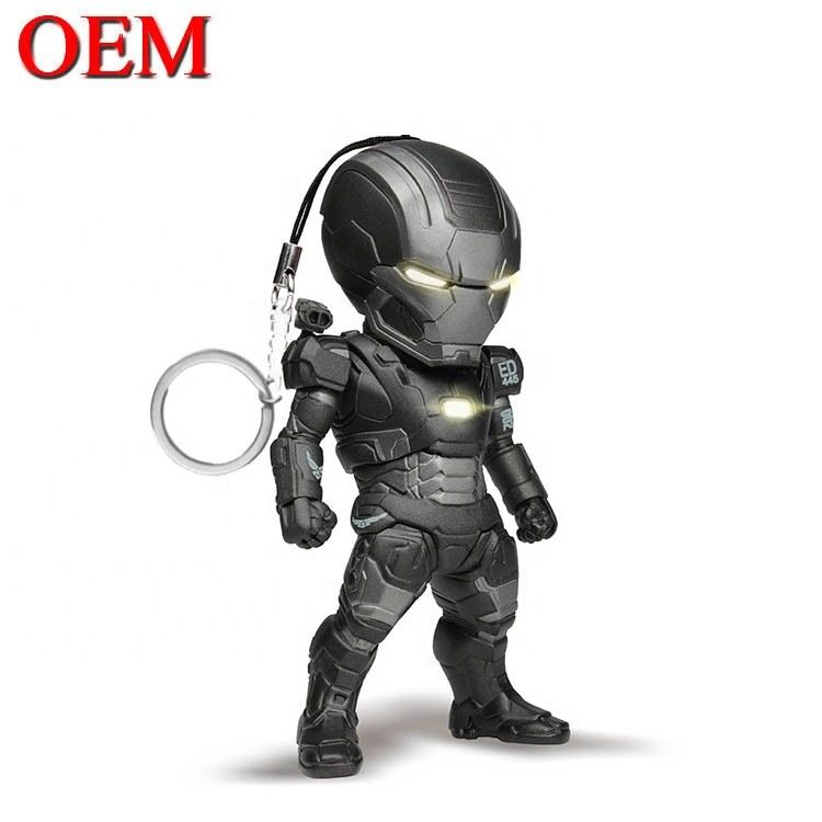 custom vinyl toy make 3D LED Cartoon Keychain Accessories  Plastic Keyring For Bags