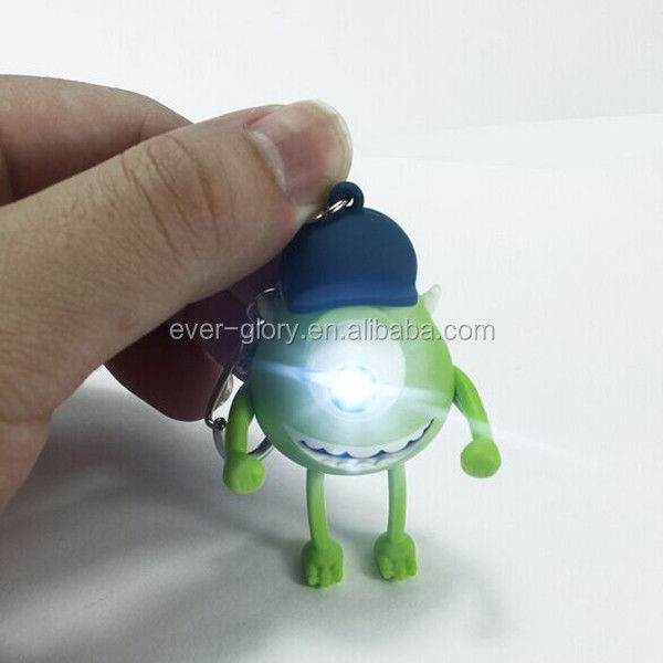 custom vinyl toy make 3D LED Cartoon Keychain Accessories  Plastic Keyring For Bags