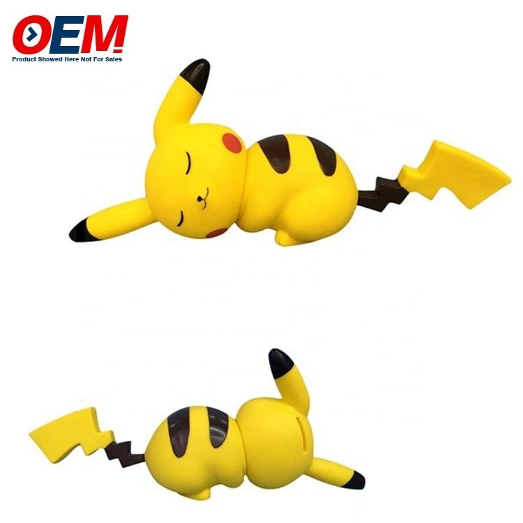 OEM factory make Cartoons Plastic Coin Bank PVC Pika With Lock Key Piggy Bank Plastic