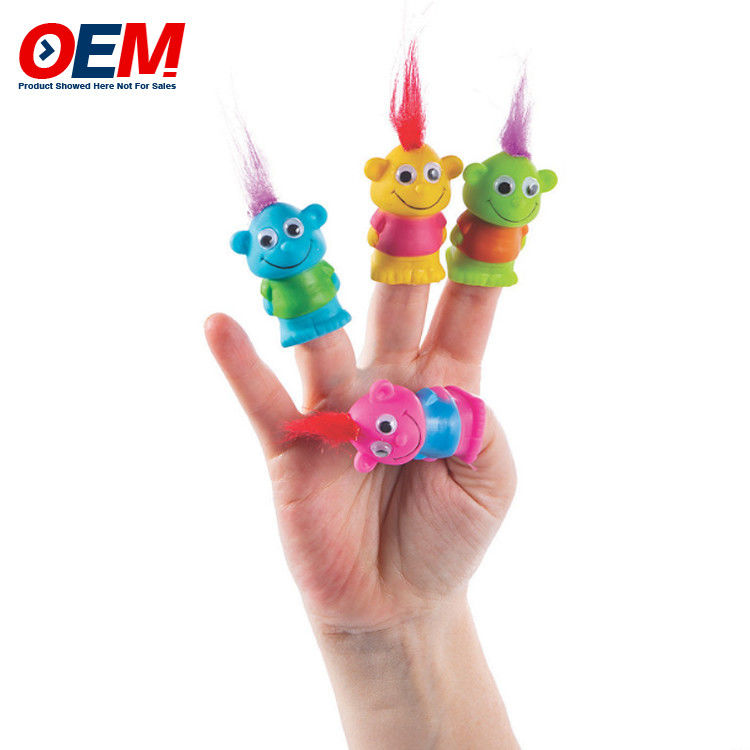 Customized Plastic Animal Dinosaur Finger Toys OEM Woodland Character Finger Puppets Made Silicone Kid Toy