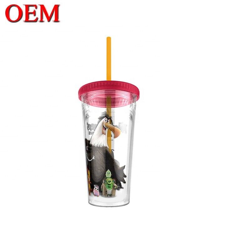 Custom Figure Double Walled Plastic Straw Cup Reusable Water Cup OEM Plastic Toy Factory