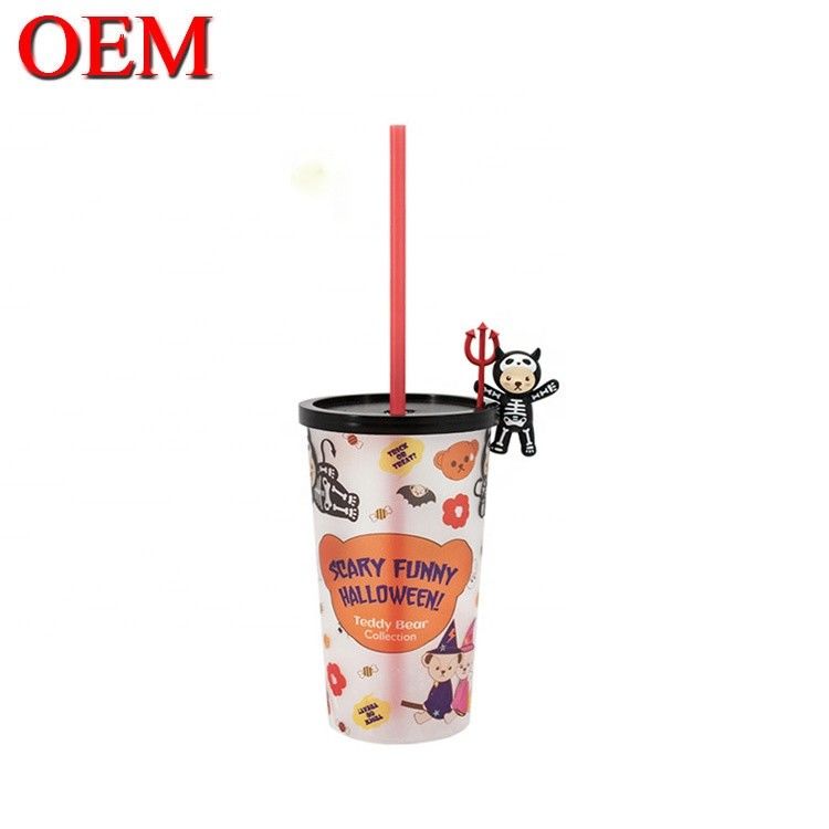 Custom Figure Double Walled Plastic Straw Cup Reusable Water Cup OEM Plastic Toy Factory