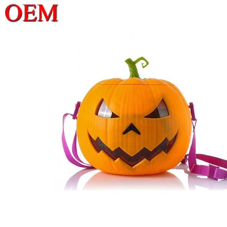 Custom 3D Voice-activated Pumpkin Shape Luminous Popcorn OEM Cute Food Container Bucket
