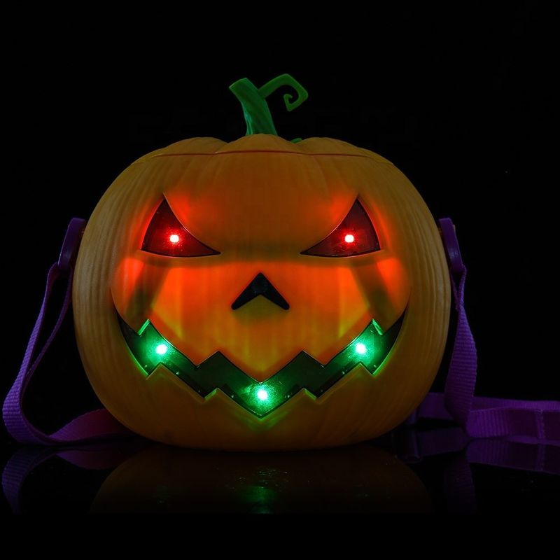 Custom 3D Voice-activated Pumpkin Shape Luminous Popcorn OEM Cute Food Container Bucket
