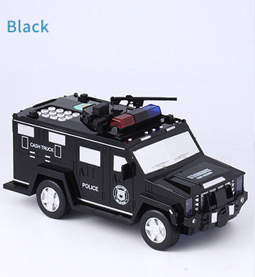 custom Robotic Police Car Toy Coin Bank Cartoon With  Finger Print Plastic Money Box