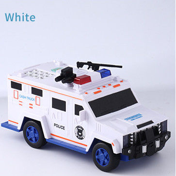 custom Robotic Police Car Toy Coin Bank Cartoon With  Finger Print Plastic Money Box