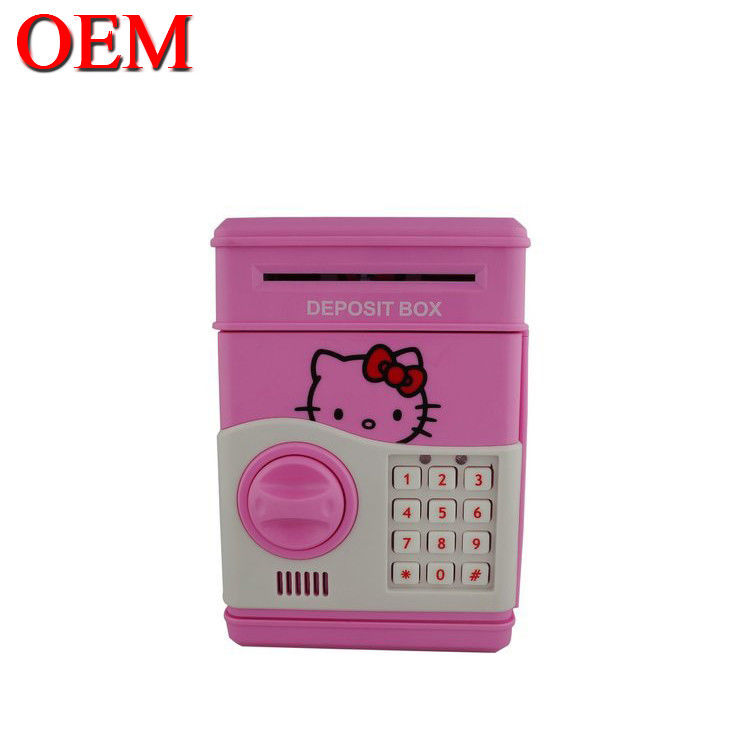 OEM custom Electronic Bank Safe Money Box Children Digital Coins Cash Saving Safe Atm