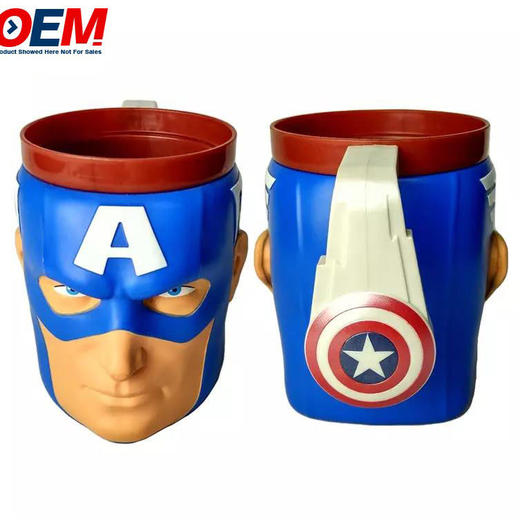 Plastic 3d Figural Popcorn Bucket Container Shaped Hero Captain Character Mug Supplier