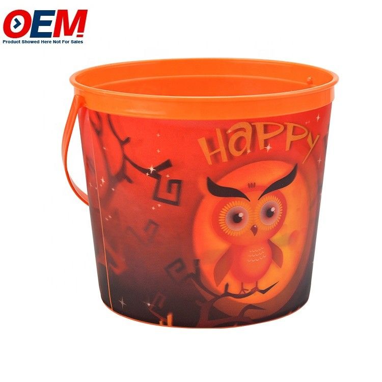 customized plastic Halloween cartoon animal design popcorn container plastic food storage popcorn bucket with lid