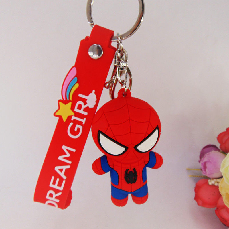 Custom 3D Cartoon Anime Captain America Rubber Keychain Pvc Key Chain For School Bag