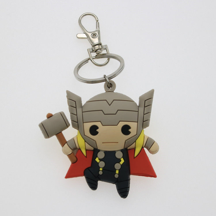 Custom 3D Cartoon Anime Captain America Rubber Keychain Pvc Key Chain For School Bag