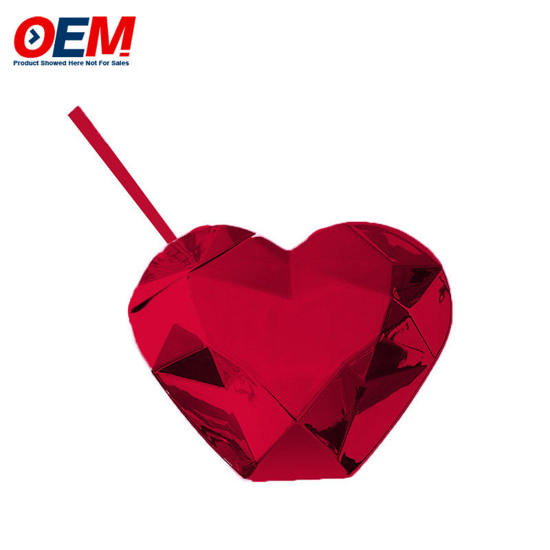 Custom PP Double Wall Cup With Straw OEM Sweet Heart 450ml Plastic Water Cup