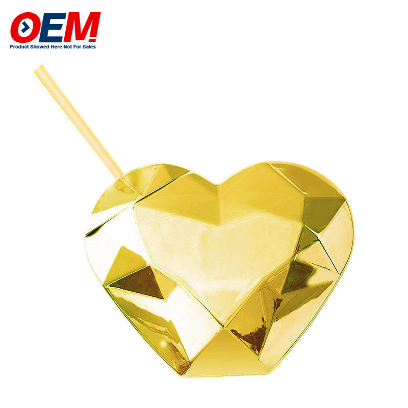 Custom PP Double Wall Cup With Straw OEM Sweet Heart 450ml Plastic Water Cup