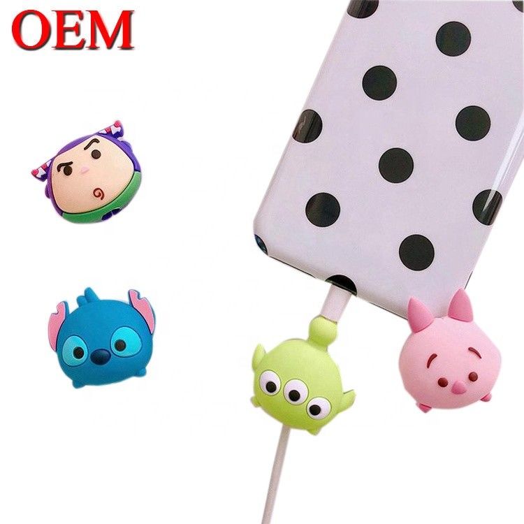 Custom Mini Cute USB Toy OEM Cute Cartoon Cable Bites Figures Make Plsstic Animal Data Charger Bites Accessory toy