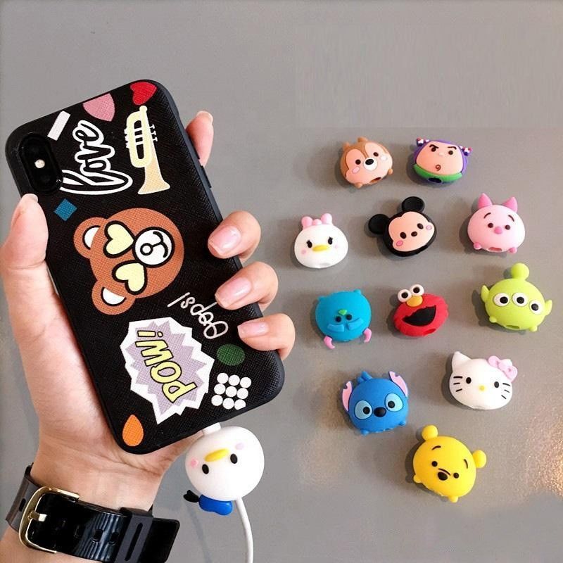 Custom Mini Cute USB Toy OEM Cute Cartoon Cable Bites Figures Make Plsstic Animal Data Charger Bites Accessory toy
