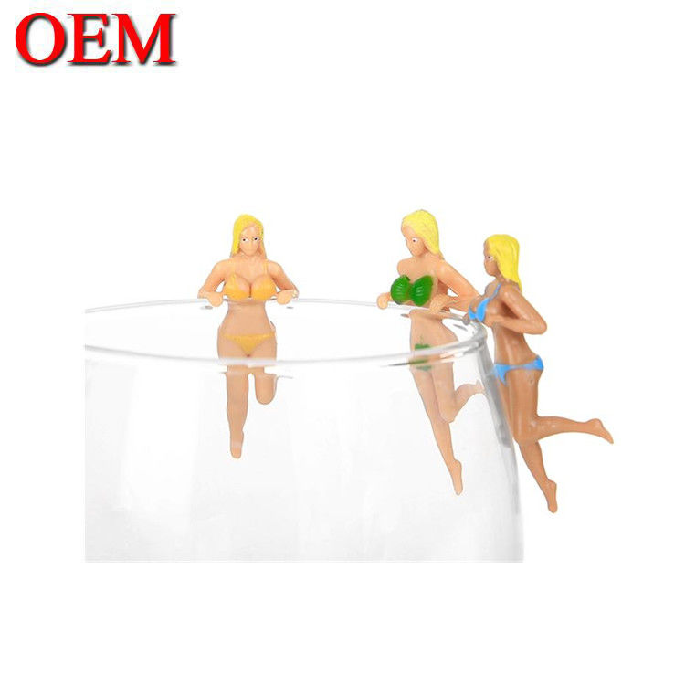 Figure manufacturer Custom Wine Glass Charms Top Sell Decoration Plastic figure toy