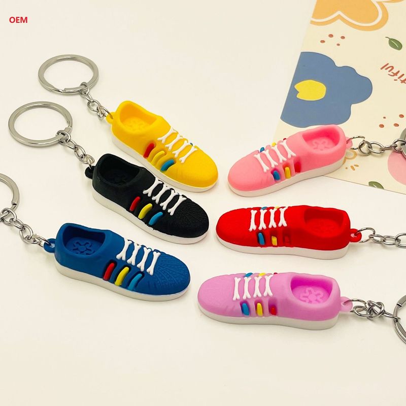 3D Mini Shoes Keychain Character Keychain With Metal Key Ring Custom Plasitc Figure Keychain