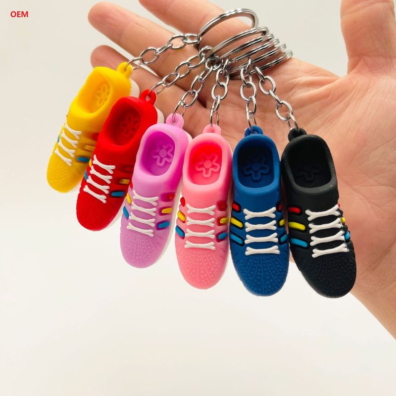 3D Mini Shoes Keychain Character Keychain With Metal Key Ring Custom Plasitc Figure Keychain