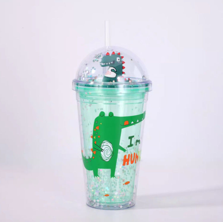 Beverage Straw Cup Summer Ice Cream Cup Transparent Double-Layer Plastic Water Cup Milk tea bottle