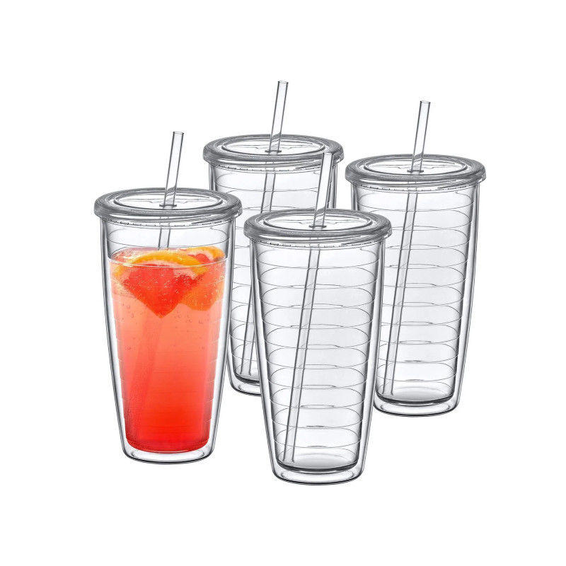 Acrylic Tumbler With Lid And Straw Double Wall Mixed Color Reusable Plastic Cups With Your Own Design