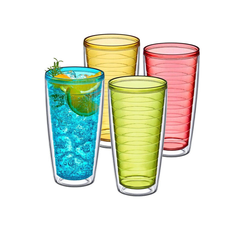 Acrylic Tumbler With Lid And Straw Double Wall Mixed Color Reusable Plastic Cups With Your Own Design