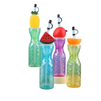 Customized Plastic Fruit Shape Cup with Straw Milk Tea Cup Portable Juice Bottle