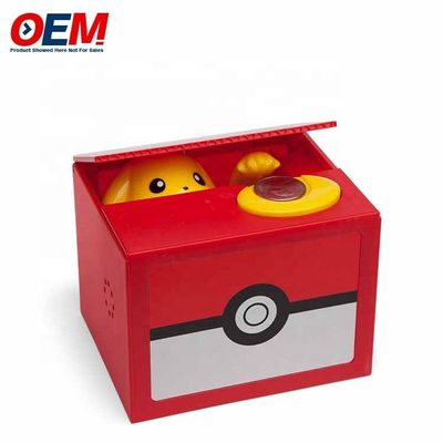 OEM factory make Cartoons Plastic Coin Bank PVC Pika With Lock Key Piggy Bank Plastic