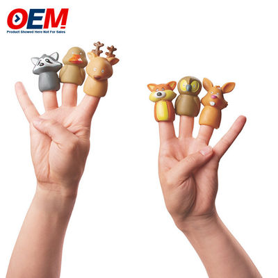 Customized Plastic Animal Dinosaur Finger Toys OEM Woodland Character Finger Puppets Made Silicone Kid Toy