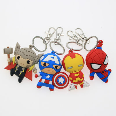 Custom 3D Cartoon Anime Captain America Rubber Keychain Pvc Key Chain For School Bag