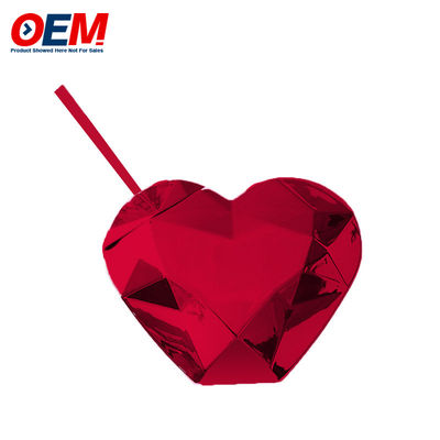 Custom PP Double Wall Cup With Straw OEM Sweet Heart 450ml Plastic Water Cup